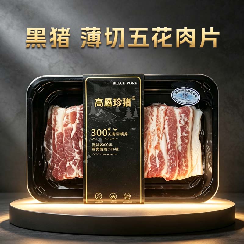 黑猪薄切五花肉片 300g/盒